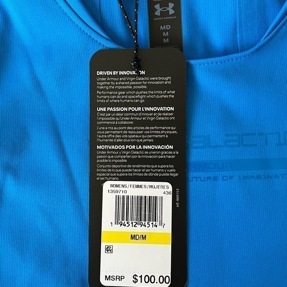 UNDER Armour Women’s UA Virgin Galactic RUSH Short Sleeve Shirt Blue Size M NWT - Picture 8 of 10